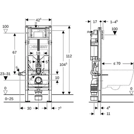 Geberit Duofix Wand-WC-Element 112 cm mit Sigma