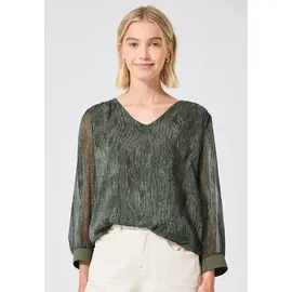 street one studio STREET ONE Langarm Bluse mit V-Neck aus Chiffon - grün