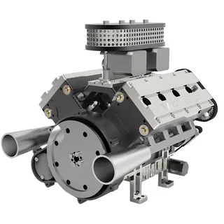 GOUX Motor Modellbausatz, Metall Benzin-Verbrennungsmotor Modellbau, V8 Motor Bausatz 8 Zylinder Viertaktmotor, 78CC Wassergekühlt Mini Metall Motor Engine Kit für Technikbegeisterte