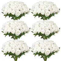 Vevor Künstliche Blumen Rosen, 120 Stück Kunstblumen, Weiße Gefälschte Rose mit Stielen, Schaumrosen für DIY Hochzeit Blumensträuße Braut Valentinstag Muttertag Zuhause Dekoration