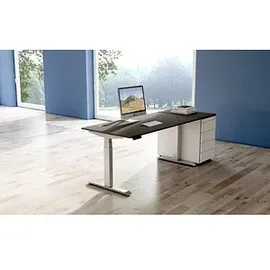 Kerkmann Move 4 elektrisch höhenverstellbarer Schreibtisch anthrazit rechteckig, T-Fuß-Gestell silber 140,0 x 80,0 cm