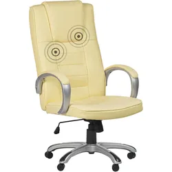 Bürostuhl Kunstleder beige Massagefunktion Heizfunktion höhenverstellbar GRANDEUR II