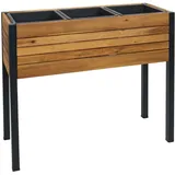 Mendler Pflanzkasten HWC-L22, Hochbeet Pflanzkübel Blumenkasten, 75x81x30cm Outdoor Alu Akazie Holz braun