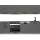 Belini Küchenzeile Alice 240 x 60 cm Silber matt