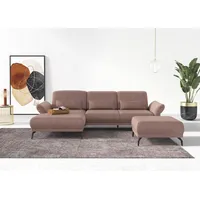 INOSIGN Ecksofa »Coco L-Form«, Sitztiefen-, Arm- und Kopfteilverstellung, Cord-Bezug, Fußhöhe 15 cm rosa