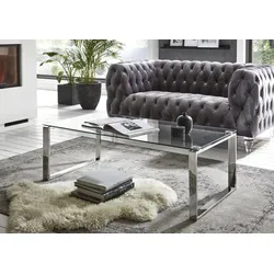 Couchtisch HAKU, transparent (klarglas, edelstahl, edelstahl, klarglas), B:120cm H:40cm T:60cm, Tische