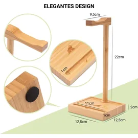 My Fat Gorilla Kopfhörer Ständer aus Bambus, Kopfhörer Halter mit Smartphone Ständer, Headset Ständer mit Ablage, Headphone Stand aus Holz - Braun