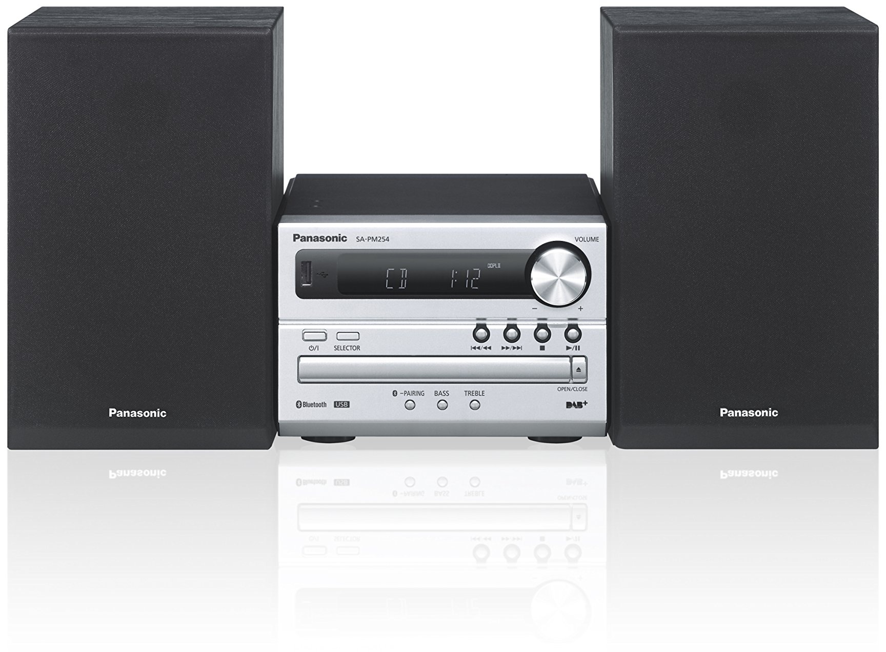 Panasonic SC-PM254EG-S Micro- mit HiFi-System (Bluetooth, DAB+, CD, UKW , 20 Watt RMS) silber