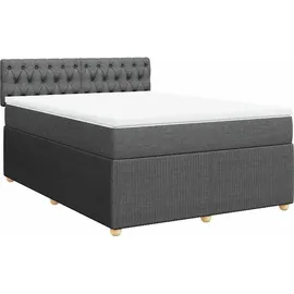 vidaXL Boxspringbett 140 x 200 cm Dunkelgrau