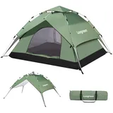 Leogreen Campingzelt 3-4 Personen Pop Up Doppeldeck Kuppelzelt Wurfzelte Automatik Familienzelt Strandzelt mit Tragetasche Wasserdicht Winddicht UV-Schutz für Outdoor Trekking Camping