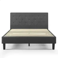 Zinus Shalini Bett 180x200 cm - Höhe 35 cm - Gepolsterter Plattform Bettrahmen mit Holzlattenrost - Dark Grey