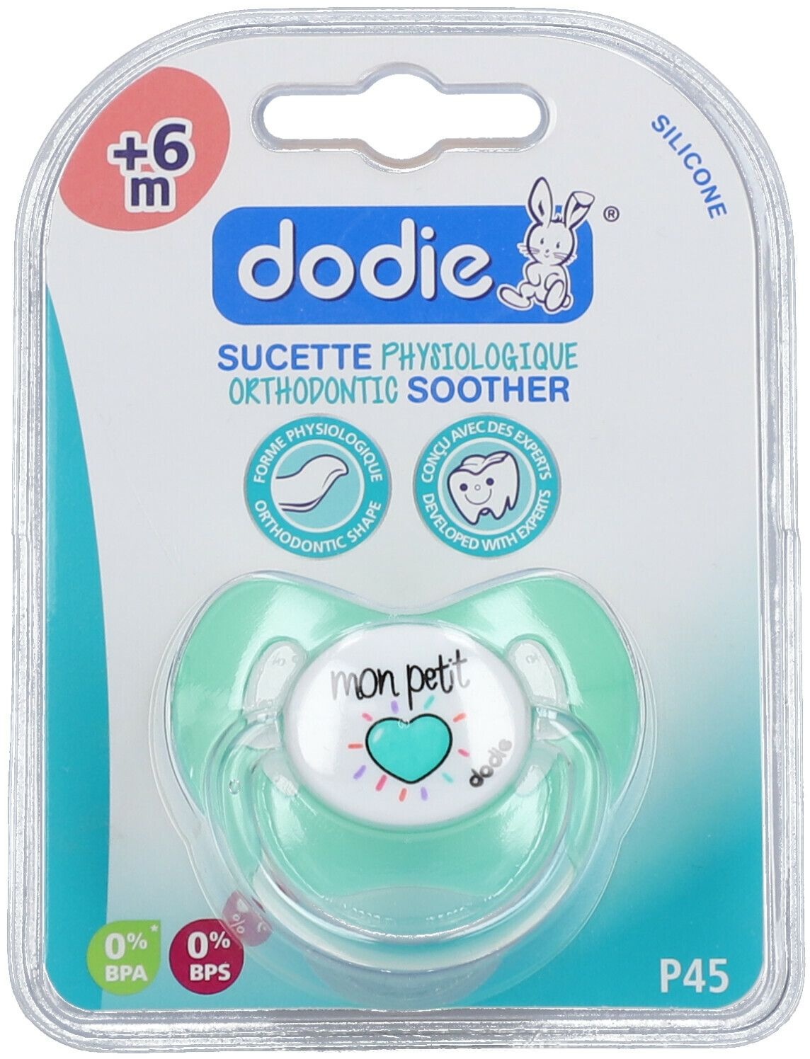 dodie® Physiologischer Silikonschnuller mit Ring (Farbe nicht wählbar)