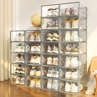 LOTOAK Schuhboxen, Schuhkarton mit magnetischer Tür, Schuhaufbewahrung, Organizer, faltbar und stapelbar, for portschuhe, High Heels, Flache (Size : 6 Pack)