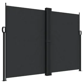 furnicato Seitenmarkise 180 x 600 cm Schwarz Polyester