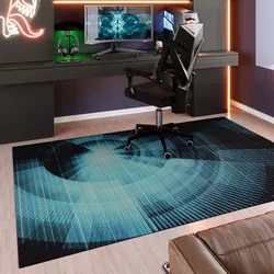 Teppich WECON HOME "Cyber Swirl", blau, B:160cm H:5mm L:230cm, Polyester, Teppiche, Gamer Teppich, gewebt, Cyberpunk, robust, Gaming Room, rutschfest