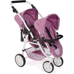 CHIC2000 Puppen-Zwillingsbuggy Vario, Jeans Pink rosa