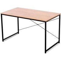 WOLTU Schreibtisch Computertisch Büromöbel Bürotisch Arbeitstisch aus Holz und Stahl, mit Ablage 120x60x70 cm Schwarz+Hell Eiche