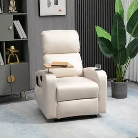 Homcom elektrisch Relaxsessel mit Massagefunktion, Fernsehsessel mit Liegefunktion, Massagesessel, Ruhesessel mit Fernbedienung - Beige