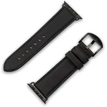 JT Berlin Watchband Wannsee Armband 42 mm, 44 mm, 45 mm, 49 mm, Echt Leder, Edelstahl, schwarz | M schwarz Watch Series 1, Watch Series 2, Watch Series 3, Watch