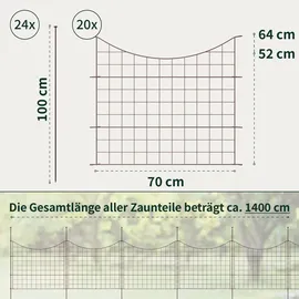 VERDOBA Teichzaun 20 x 1,2 m Braun/Metall