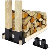 Relaxdays Holzstapelhilfe 16 x 34 x 10 cm schwarz 2er Set