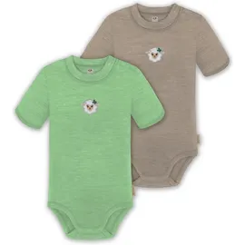 normani Outdoor Sports 2er Set Doppelpack Baby Merino Body in Grün/Beige | Gr.: 74
