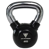 Hit Fitness Unisex-Adult Kettlebell with Chrome Handle | 4kg, Black & Chrome, 14 x 14 x 20 cm