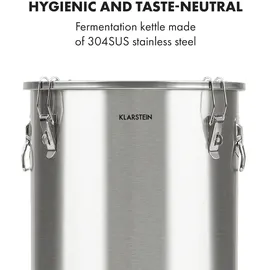 Klarstein Gärkeller Pro XL Fermentierkessel 60 Liter Ablassventil 304-Edelstahl Silber-Metallic