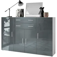 Vladon Highboard, Grau, 166.5x106.5x35 cm, Wohnzimmer, Kommoden & Sideboards,
