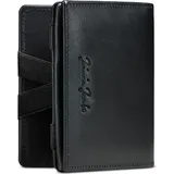 Jaimie Jacobs Flap Boy – Magic Wallet mit Münzfach & RFID-Schutz – Magischer Geldbeutel aus echtem Leder für Herren – Brieftasche mit Kleingeldfach – dünnes Portemonnaie (Schwarz)