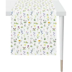 Tischläufer APELT "6412 HAPPY EASTER, Osterdeko, Ostern", bunt (weiß, bunt), B:42cm L:140cm, Polyester, Baumwolle, Tischdecken, Digitaldruck, mit Ostermotiv