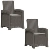 vidaXL Liegesessel Garten Rattan-Optik 2 St. 2 x 0 x 0 cm grau