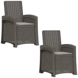vidaXL Liegesessel Garten Rattan-Optik 2 St. 2 x 0 x 0 cm grau