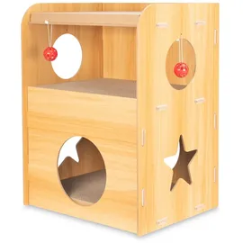 Coil Kratztonne, Katzenhöhle, Katzenkratzbaum, Katzenbett, Katzenliege, Umweltfreundliches Bett, Kratzpappe, MDF, Höhe: 55 cm