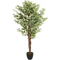 HJH Office Kunstpflanze FICUS Kunststoff Grün