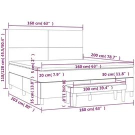 vidaXL Boxspringbett mit Matratze Dunkelgrau 160x200 cm Stoff1398364