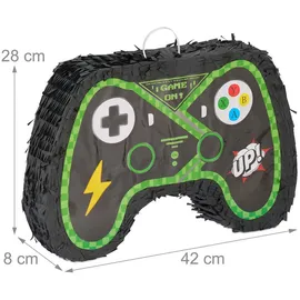 Relaxdays Piñata Set 3-TLG. Controller mit Stab und Maske 28 cm x 42 cm Bunt