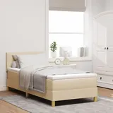 vidaXL Boxspringbett mit Matratze Creme 90x200 cm Stoff - Creme