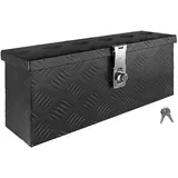 Trucky Deichselbox Schwarz Werkzeugkasten Truckbox Alu Box Anhänger Kiste mit Deckel Abschließbar Alubox Transportbox Werkzeugbox Aluminium Aufbewahrungsbox D015