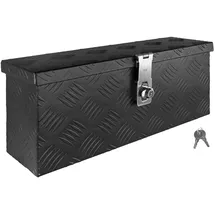 Trucky Deichselbox Schwarz Werkzeugkasten Truckbox Alu Box Anhänger Kiste mit Deckel Abschließbar Alubox Transportbox Werkzeugbox Aluminium Aufbewahrungsbox D015