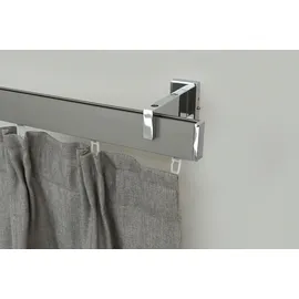 GARESA Innenlaufschiene GARESA "FLAT", silber (vernickelt, chromfarben), L:460cm, Aluminium, Gardinenstangen, Rechteckprofil, Wandmontage, perfekter Lauf, modern, verlängerbar