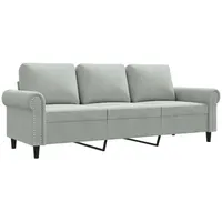 vidaXL 3-Sitzer-Sofa Hellgrau 180 cm Samt
