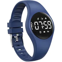 Kinder-Fitness-Tracker-Uhr mit LED-Display, wasserdichte Schrittzähler-Uhr, digitale Armbanduhr, Schrittzähler, Wecker und Kalender für Jungen, Mädchen, Teenager (Dunkelblau)