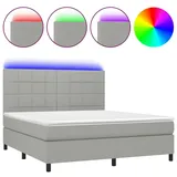 vidaXL Boxspringbett mit Matratze & LED Hellgrau 180x200 cm Stoff