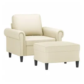 vidaXL Relaxsessel Kunstleder 60 x 60 x 60 cm Creme mit Hocker