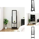 Vidaxl - Schmuckschrank Mit Spiegel &led-beleuchtung Freistehend Schwarz - Spiegel-schmuckschrank - Schmuckaufbewahrung - Kosmetikspiegel - Led Beleuchtung - Abschliessbarer Schmuckschrank