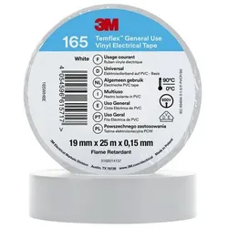 10St. 3M Temflex 19mmxWeiß 165WH6E Vinyl-Isolierband 0,15mm
