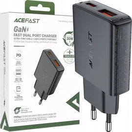 COFI 1453 Acefast A69 PD 30W GaN USB-A USB-C Wandladegerät – Schwarz