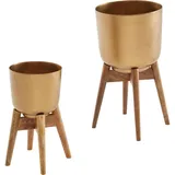 FineBuy Blumentopf 2er Set Ø 31 cm Gold