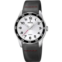 Festina F16906/A 34mm Edelstahlgehäuse Silber Silikonarmband Schwarz